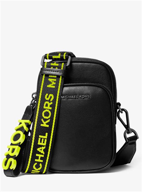 michael kors neon logo tape crossbody bag|Medium Leather Neon Logo Tape Crossbody Bag .